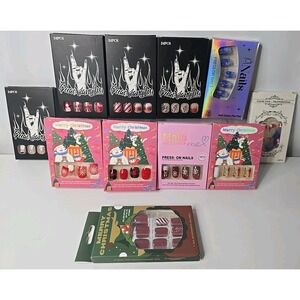 Lot Of 11 Sets Fake Nails Christmas